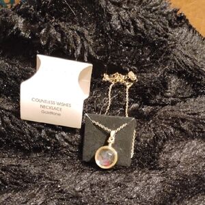 Avon Goldtone Necklace with Iridescent Pendant